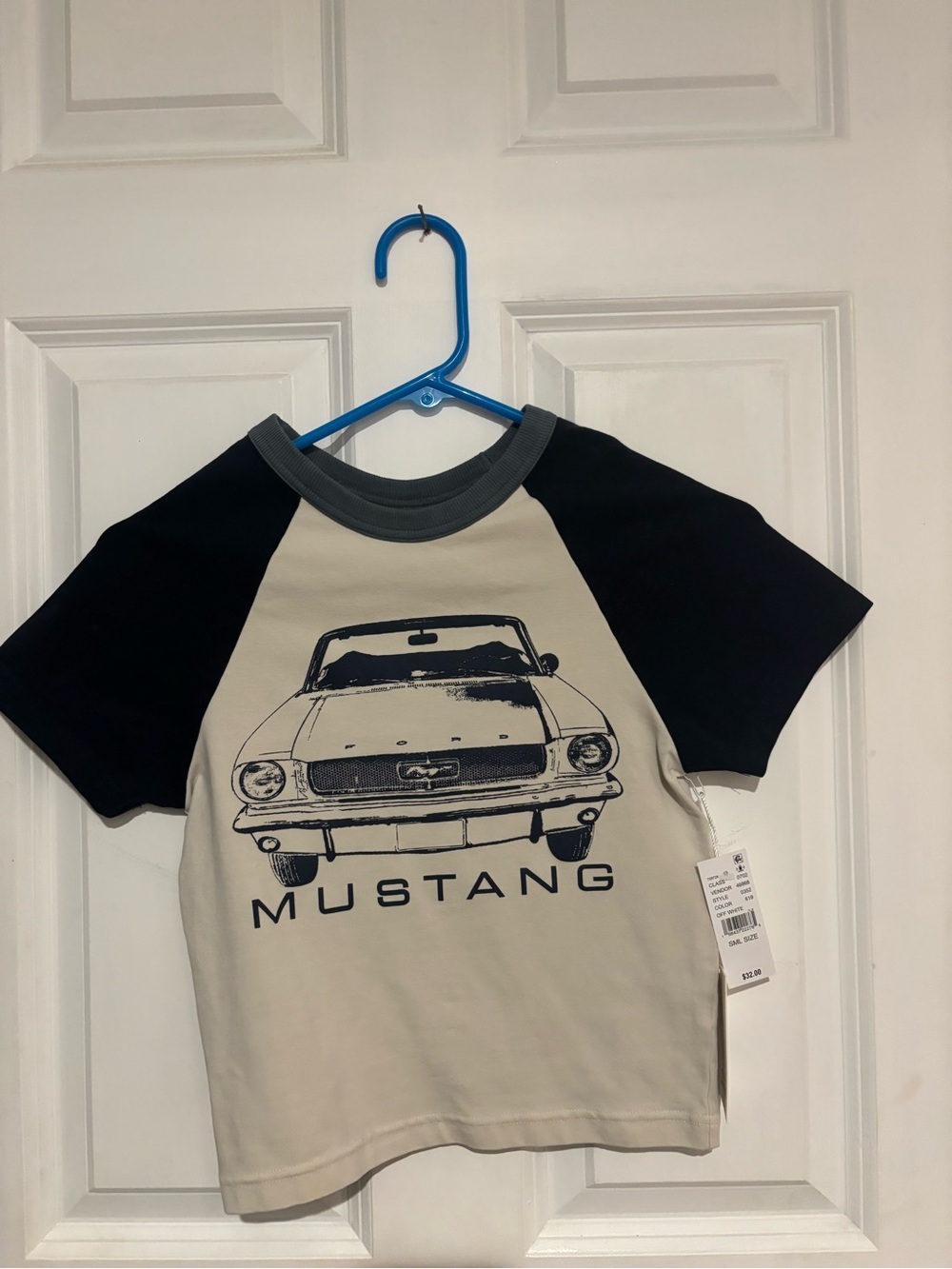 PacSun Boys Beige and Black 'Mustang' Short Sleeve Tee